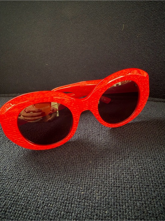 Balenciaga Accessories - Balenciaga Dark Red Oval Sunglasses